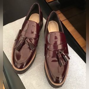 Zara wine/burgundy loafers with tassels